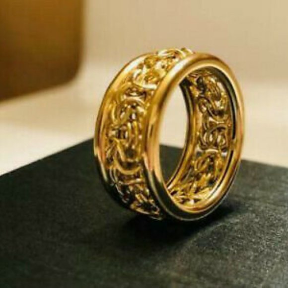 Pure 18K  Gold Byzantine Infinity Ring  *SIZE 8 - Picture 3 of 10